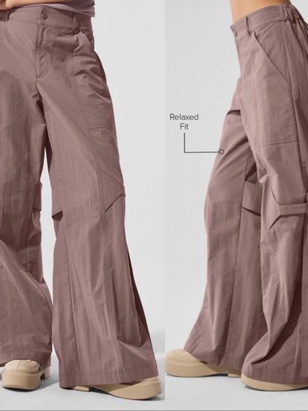 ALO Yoga Wide-Leg Cargo Pants in Mauve